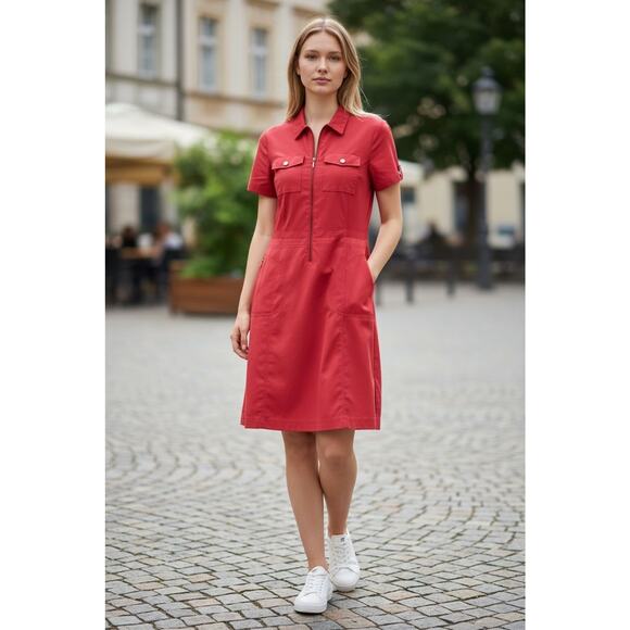 Chicos Zenergy UPF Short Sleeve Polo Dress Size Small Zip Front Pink Chic 💗 - Picture 1 of 8